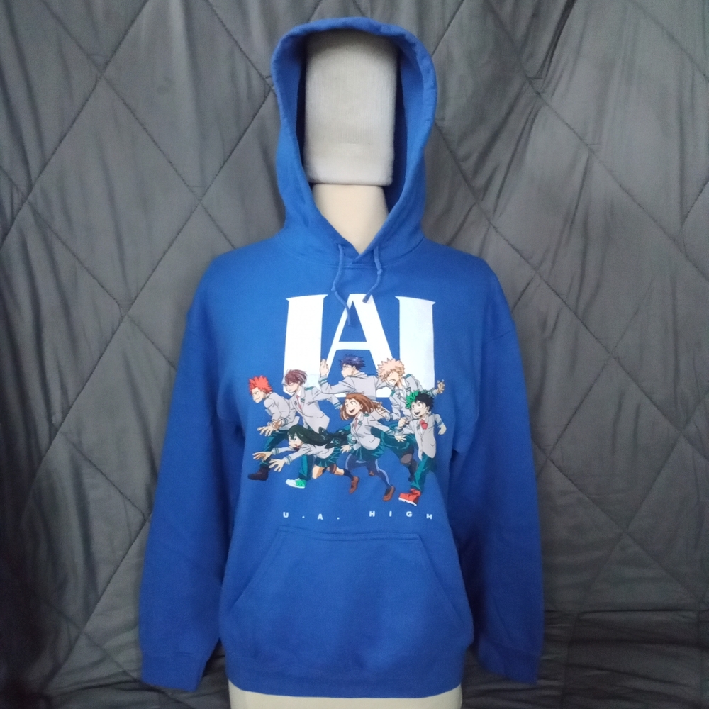 My Hero Academia Blue Anime Hoodie U.A. High School Kangaroo Pocket Size M